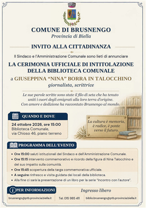 Intitolazione della biblioteca comunale a Nina Talocchino