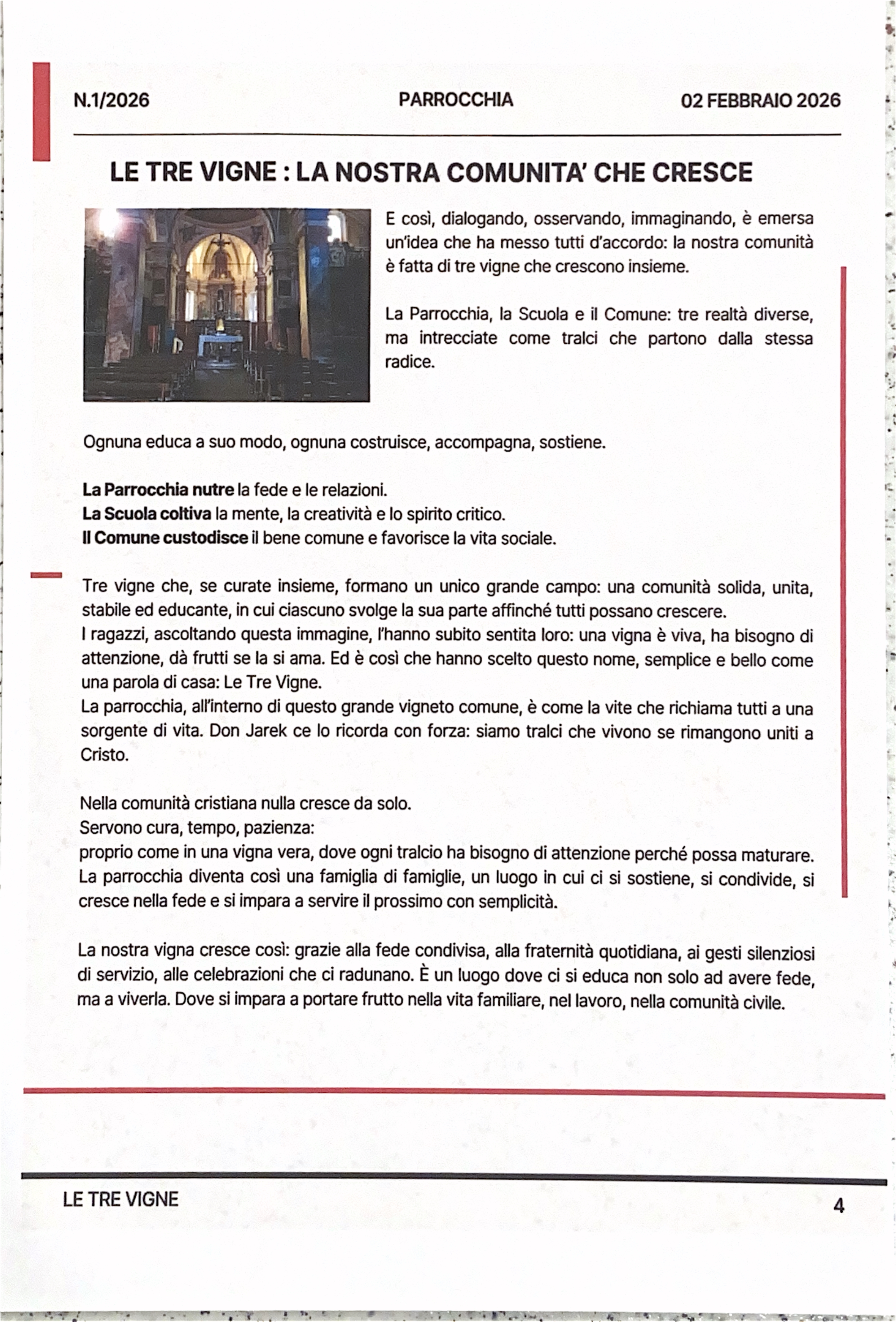 Il nuovo periodico "Le tre vigne"